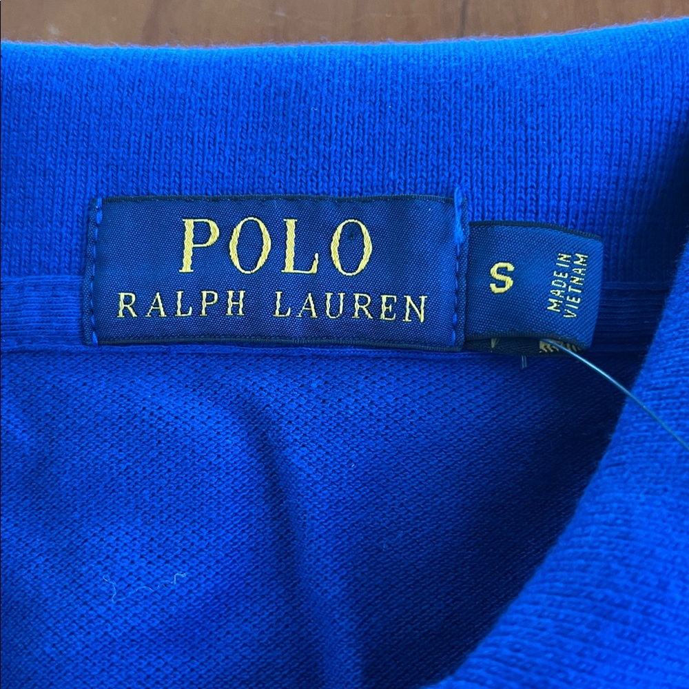 NWT Polo by Ralph Lauren Men's Cotton Mesh Polo Shirt. Royal/Navy Blue Stripes. - Picture 2 of 16